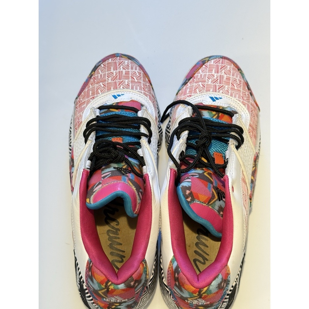 Adidas Streetball Sneakers Mens 11 White Multi Color Geometric Retro Low Top